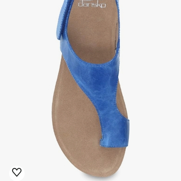 Dansko Reece Waxy Burnished Blue Leather Sandals Cork Footbed NEW SZ EU 40 - Picture 4 of 16